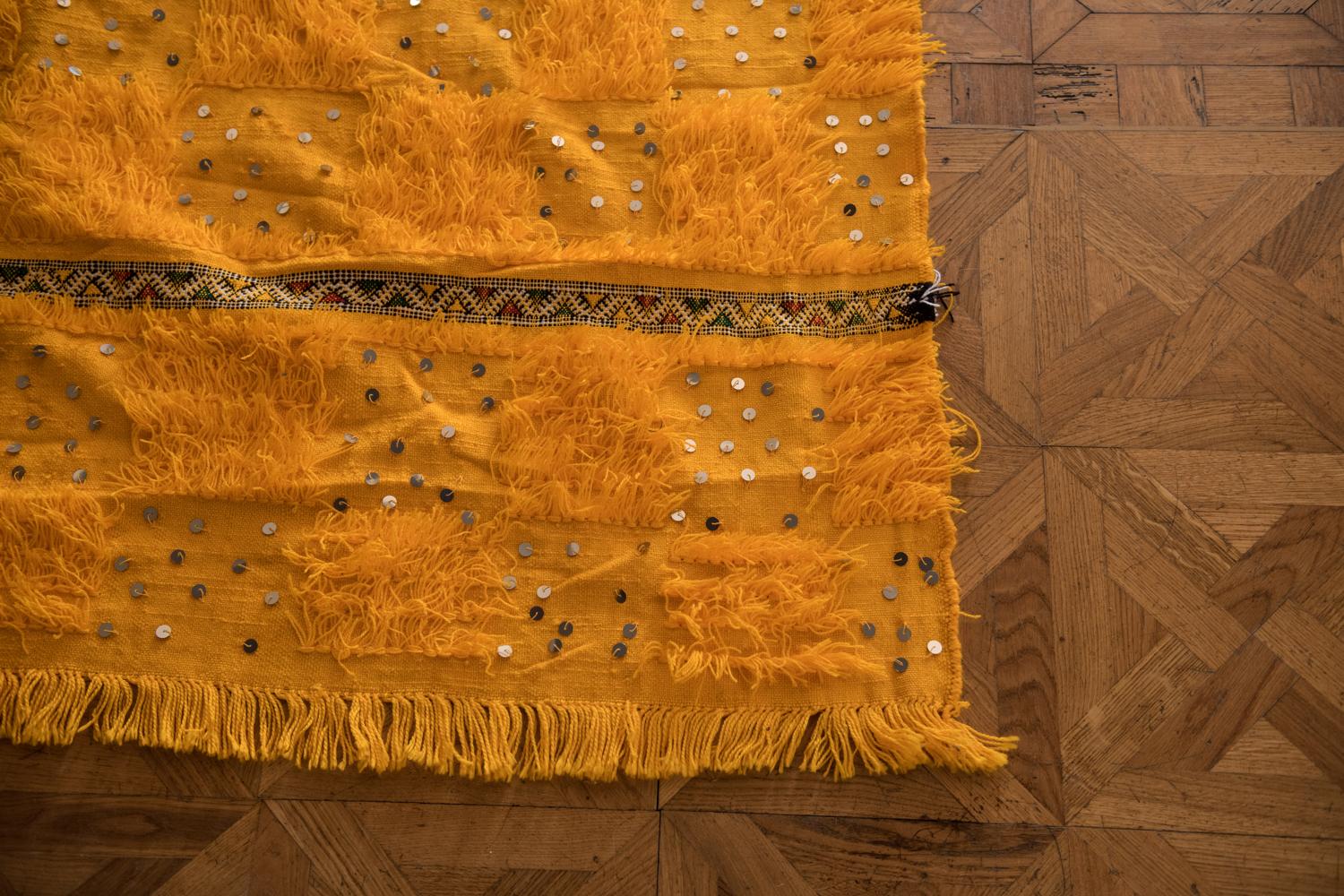 Tapis berbère Handira 2.60 x 2 jaune