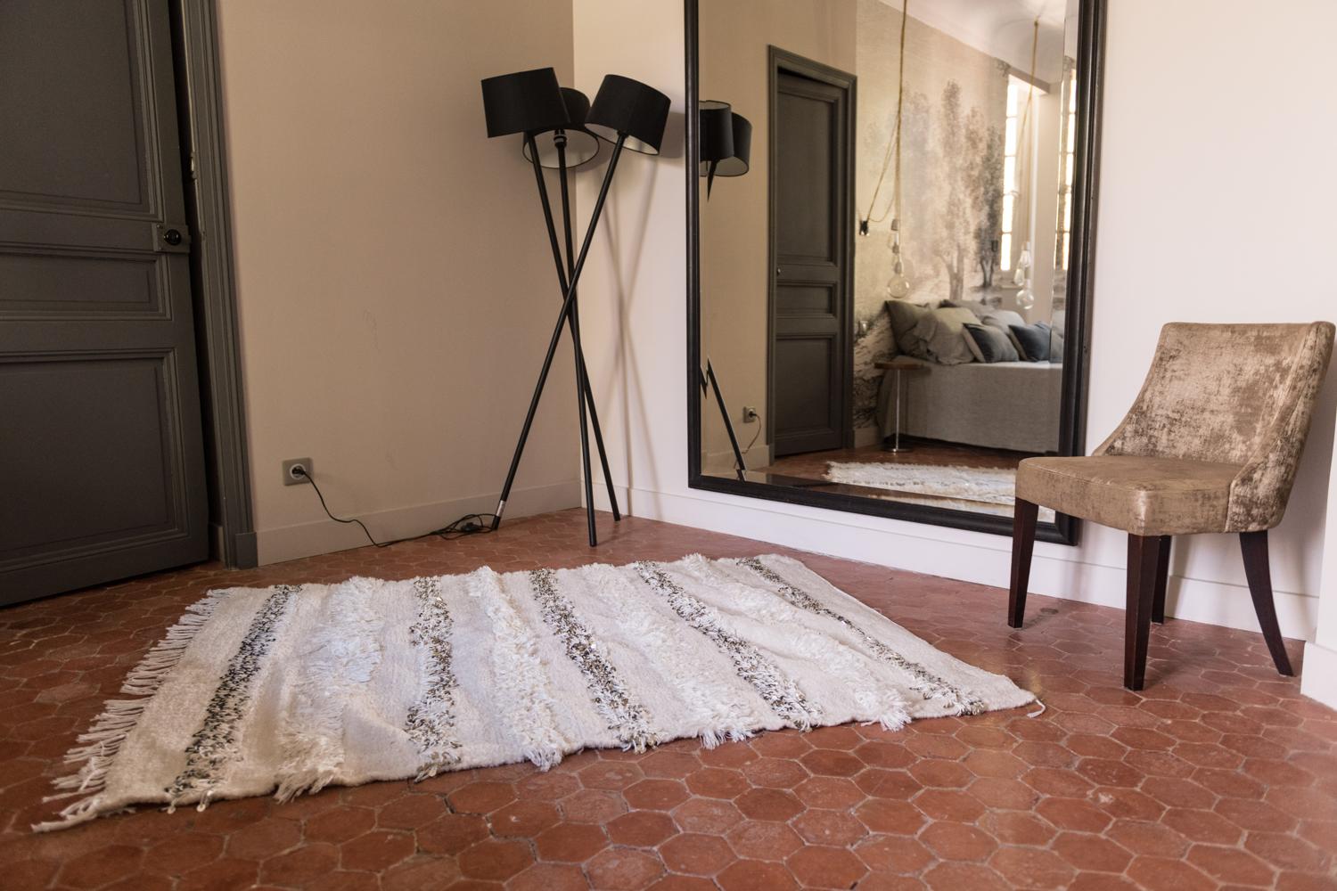Tapis berbère Handira 2 x 1.20 Blanc