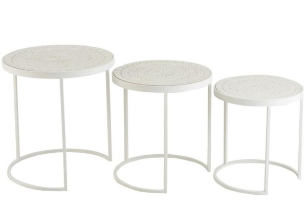 Set De 3 Tables Gigognes Hautes Metal Blanc