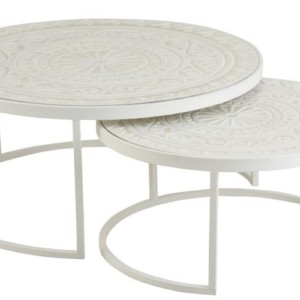 Set De 2 Tables Gigognes Basses Metal Blanc