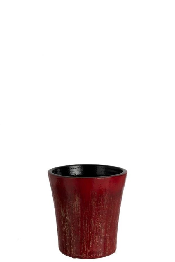 Cachepot Taches Ceramique Rouge/Or Medium
