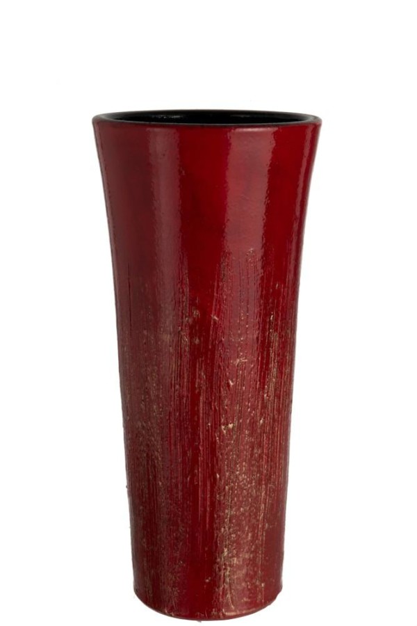 Vase Taches Ceramique Rouge/Or